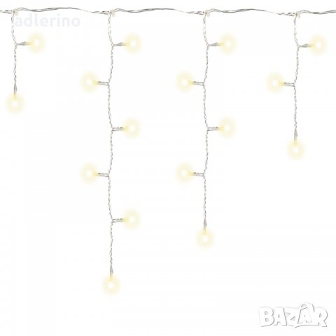 144 LED Леден дъжд, топло бяло, таймер, батерия, Коледна украса, снимка 3 - Лед осветление - 34401155