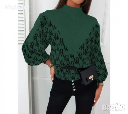 Дамска блуза в зелено , снимка 1 - Блузи с дълъг ръкав и пуловери - 39396648