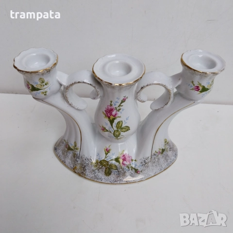 НАЙ ДОБРАТА ОФЕРТА Стар порцеланов свещник , снимка 2 - Други ценни предмети - 52616965