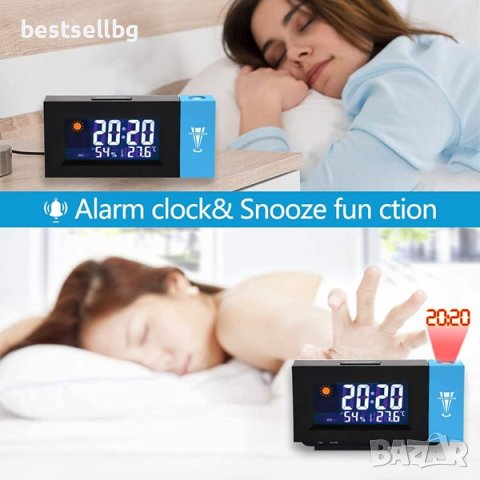 Електронен часовник проектор светещ на тавана термометър аларма влага, снимка 3 - Други - 40573071