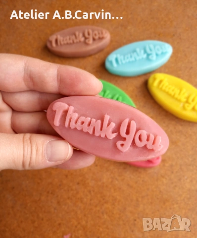 Декоративни подаръчни сапунчета с надпис „thank you“10 бр., снимка 3 - Декорация за дома - 54000523