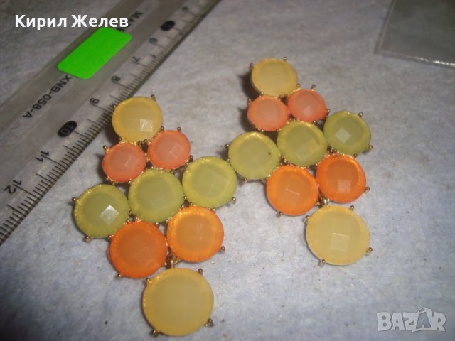 ПОЗЛАТЕНИ ФИНИ КРАСИВИ ЦВЕТНИ КРИСТАЛНИ ФАСЕТИРАНИ АРТ ОБЕЦИ 13901, снимка 2 - Обеци - 36635576
