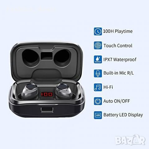 Нови Безжични слушалки Спортни с кутия за зареждане Earbuds за музика, снимка 5 - Bluetooth слушалки - 40203479