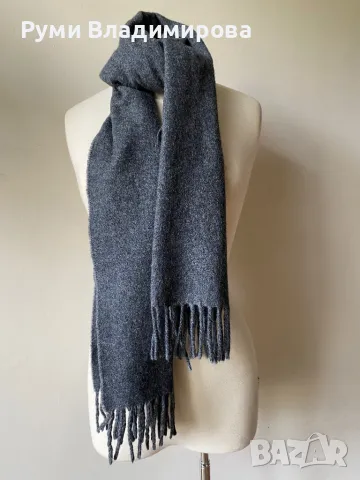 Мъжки, сив шал от 100 % агнешка вълна, снимка 6 - Шалове - 48627055