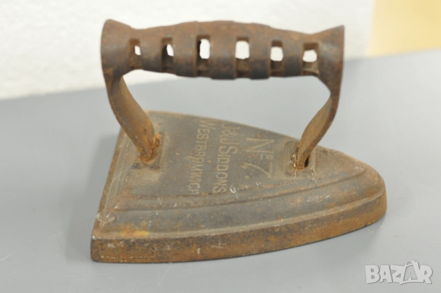 Стара желязна ютия J&J Siddons №7, снимка 3 - Антикварни и старинни предмети - 52857251