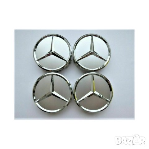 капачки за джанти за мерцедес Mercedes 75мм сиви хром 4 броя, снимка 2 - Аксесоари и консумативи - 40263972