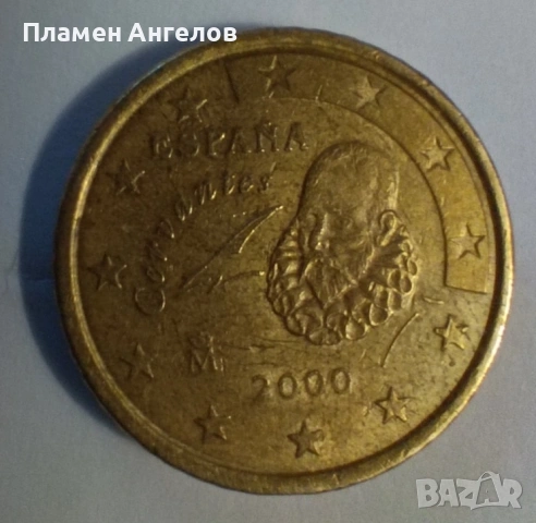 Монета 50 евроцента 2000г.Испания , снимка 4 - Нумизматика и бонистика - 53027454