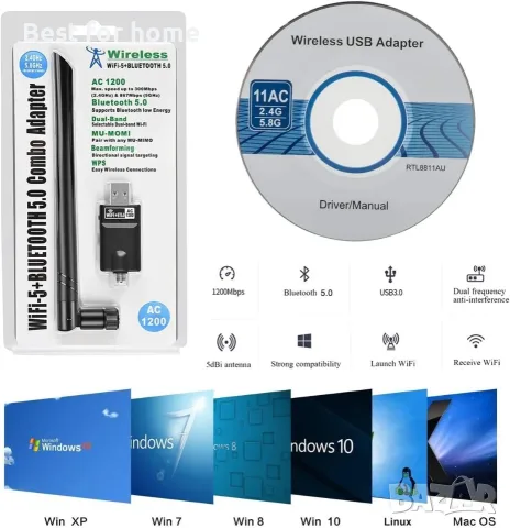 WiFi Dongle 1300Mbps, снимка 8 - Друга електроника - 56132910