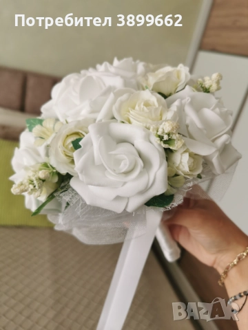 Сватбен букет, снимка 5 - Сватбени аксесоари - 51811173