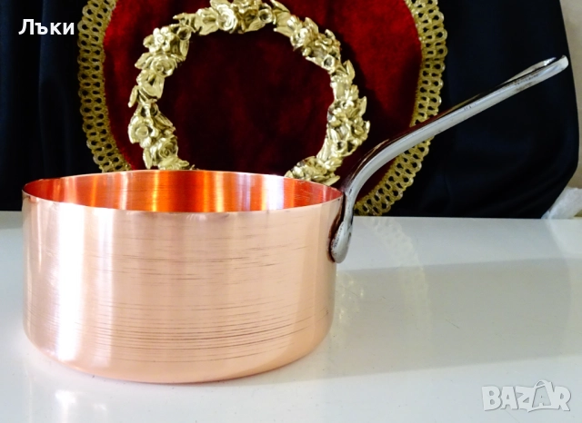 Медна тенджера 750 мл.,чиста червена мед. 