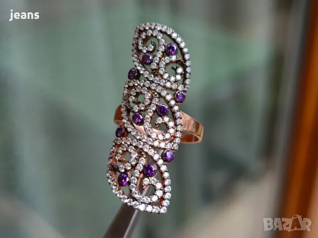 Сребърен пръстен с розово покритие 175, снимка 2 - Пръстени - 50324733