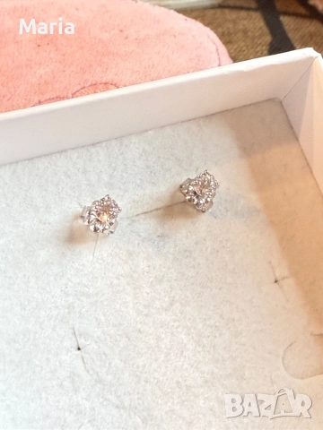 Дамски обеци бяло злато и диаманти, снимка 6 - Обеци - 52470803