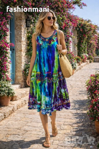 Индийски рокли 18 цвята - код 1418, снимка 2 - Рокли - 40179236