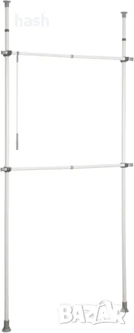 Телескопична релса WENKO Herkules Basic - 2 пръта, 1 кука - регулируема дължина и височина - стомана, снимка 1