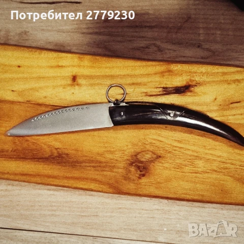 Стара сойка от биволски рог с орнаменти н, снимка 2 - Антикварни и старинни предмети - 51308235