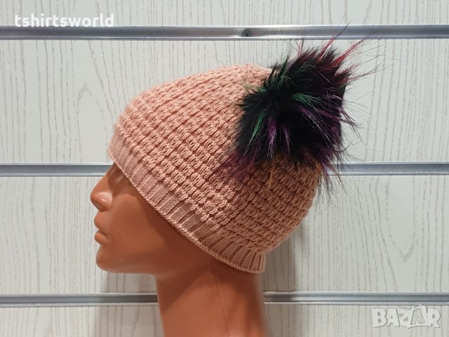 Нова зимна розова дамска шапка с 2 цветни помпона/пуха , снимка 9 - Шапки - 30961836
