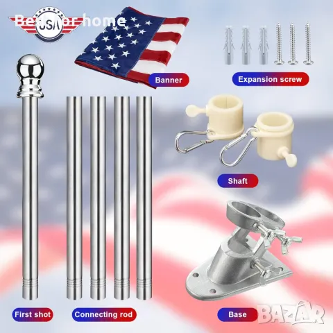 Комплект пилон за знаме- монтаж на стена SANDEGOO 210 см, снимка 5 - Други - 48486324