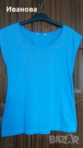 Красива синя блузка, снимка 1 - Тениски - 44923884