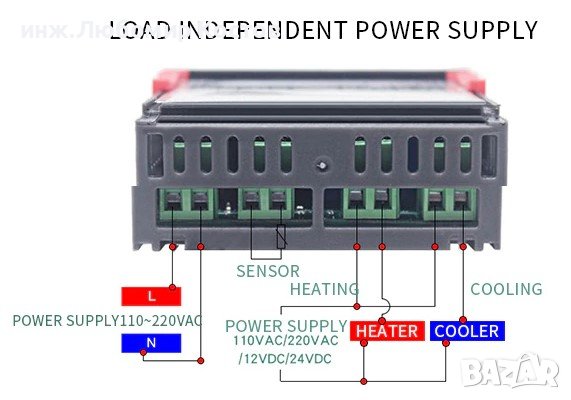 Цифров светодиоден контролер за температура с две релета, снимка 4 - Друга електроника - 38482272