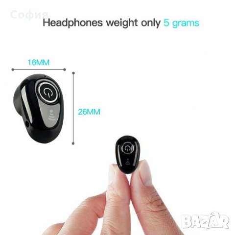 Хендсфри мини блутут слушалка Mini Handsfree Bluetooth Headset НАЛИЧНО!!!, снимка 2 - Безжични слушалки - 30747177