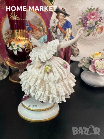 Volkstedt Фолкщед Germany  Curca 1945 (Älteste Volkstedter Porzellanmanufaktur) Dresden Lace , снимка 6 - Антикварни и старинни предмети - 52939076