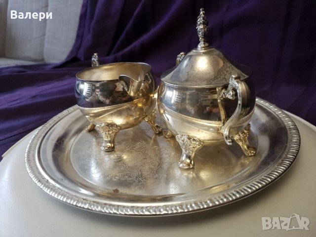 Сервиз за Захар и Мляко 100% Посребрен Антика , снимка 4 - Антикварни и старинни предмети - 40747625
