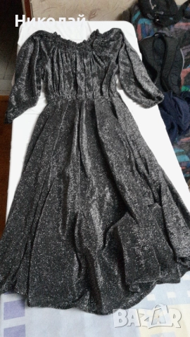 Елегантна дамска рокля с шал, черна