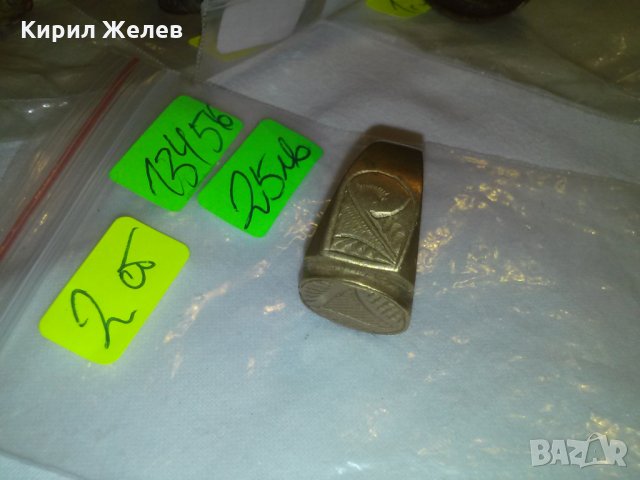 СТАР ПОЗЛАТЕН с ПЕЧАТ 585 14К БРОНЗОВ РЪЧНО ГРАВИРАН ПРЪСТЕН УНИКАТ 13456, снимка 6 - Пръстени - 29556410