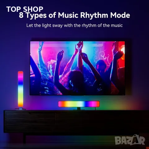 MICTUL RGB LED светлинна лента, с 15 режима за синхронизиране на сцени и музика, дистанционно, снимка 4 - Лед осветление - 49944901