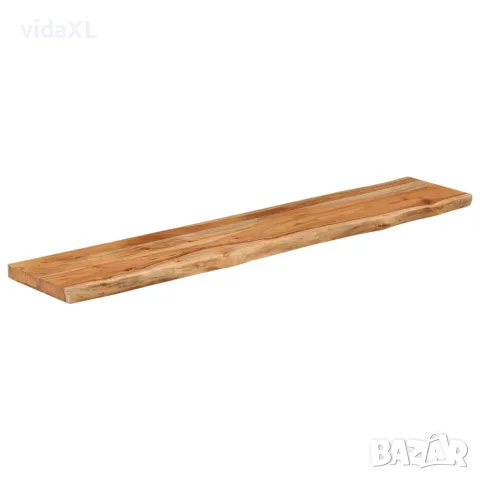 vidaXL Стенен рафт, 120x20x2,5 см, правоъгълен, масив акация, жив ръб, снимка 3 - Етажерки - 56147318