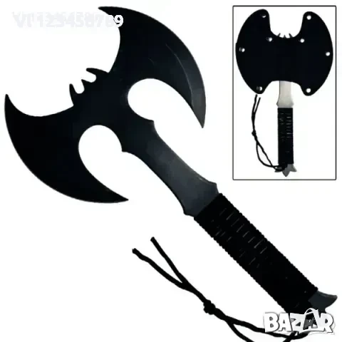 Двуостра брадвичка-Legendary Dark Wing Bat Throwing Axe