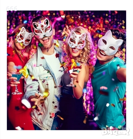 Комплект от 5 броя Котешки маски за лице Направи си сам аниме маски, снимка 5 - Други - 53909293