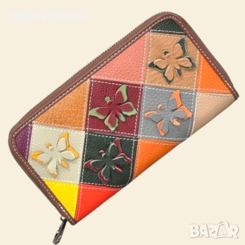 Красиво портмоне с 3-D пеперуди//естествена кожа, снимка 1 - Портфейли, портмонета - 38880791