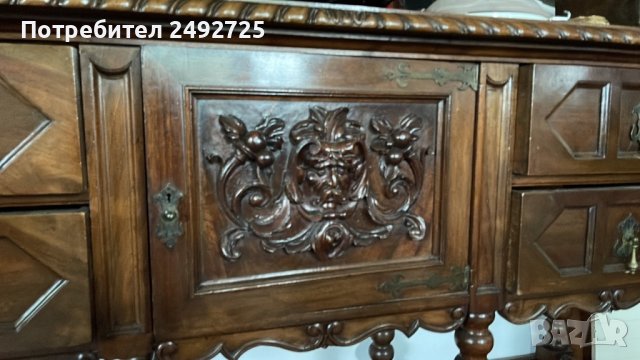 шкаф, бюфет, антикварен, масив, Дърворезба, Испания, снимка 3 - Бюфети - 42091556