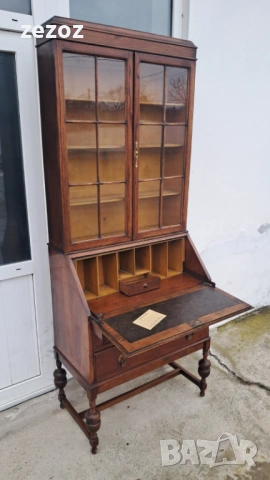 Библиотека с бюро масив, снимка 4 - Секции и витрини - 53271276