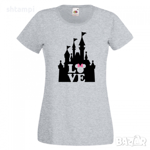 Дамска тениска Minnie Love Disney Castle Подарък,Изненада,Рожден ден,, снимка 4 - Тениски - 36530274