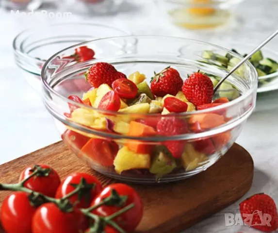 Комплект 3 броя стъклени купи