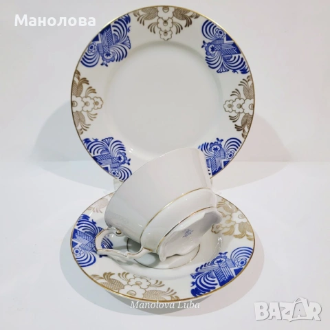 Троен комплект, порцеланова чаша за чай Echt Tuppack., снимка 7 - Други ценни предмети - 54011896