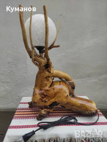 Дървена настолна лампа, снимка 5 - Настолни лампи - 49689071