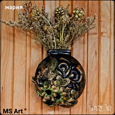 Ваза за стена #mixedmedia! Ръчна изработка!, снимка 5 - Вази - 30253022