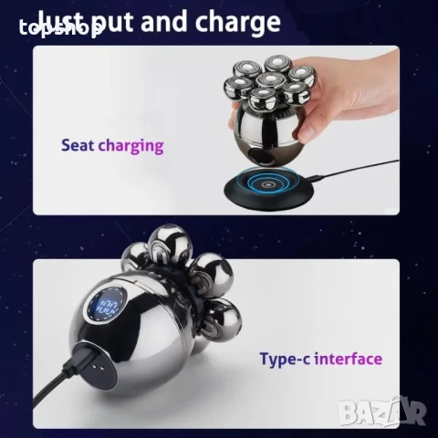 НОВА RQ8870 Самобръсначка за мъже 5 в 1, сухо и мокро USB C, Акумулаторна IPX5 Водоустойчива, снимка 6 - Тримери - 50555766