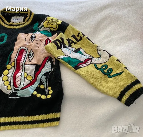 Pinup плетен пуловер ми апликации. Произведение на изкуството от Флорида. , снимка 3 - Блузи с дълъг ръкав и пуловери - 49728195