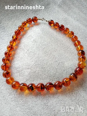 Класически стар  кехлибар огърлица гердан  бижу бижута 