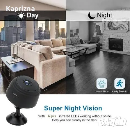 Мини Безжична Wi-fi Камера А9, снимка 4 - IP камери - 55969169