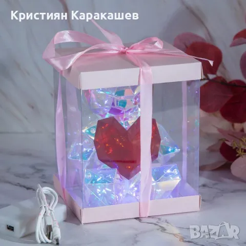 Мече със сърце - Светеща декорация 25см, снимка 7 - Лед осветление - 47754067