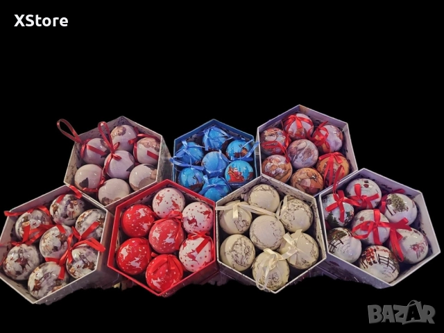 Комплект от 14 топки за елха, различни видове, снимка 1