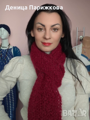 Ръчно плетен шал на една кука модел "Романтик", снимка 11 - Шалове - 52770840