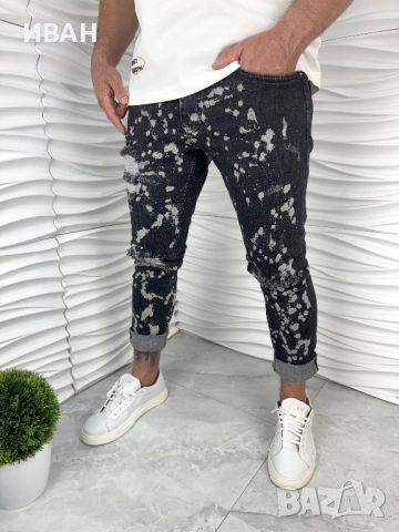 Мъжки дънки в черен цвят с пръски боя, снимка 3 - Дънки - 52967887