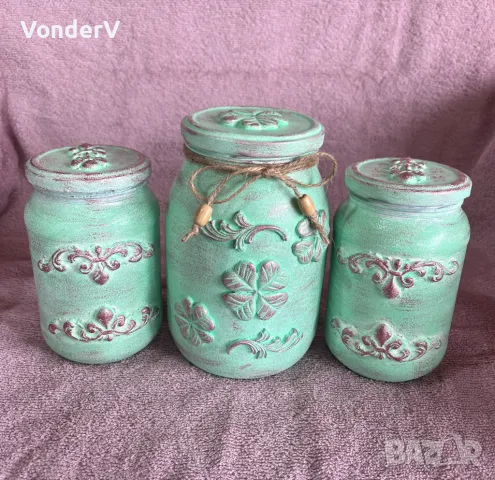 Комплекти за Подарък Стъклени бурканчета за сладки подправки бисквитки Декорирани