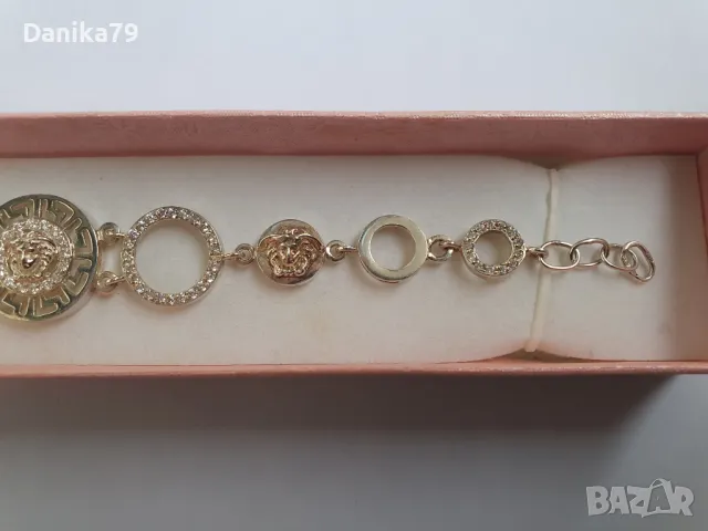 Луксозна гривна от колекция Версаче със сребро и злато, снимка 7 - Гривни - 47410381